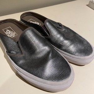 Silver metalic slip on vans